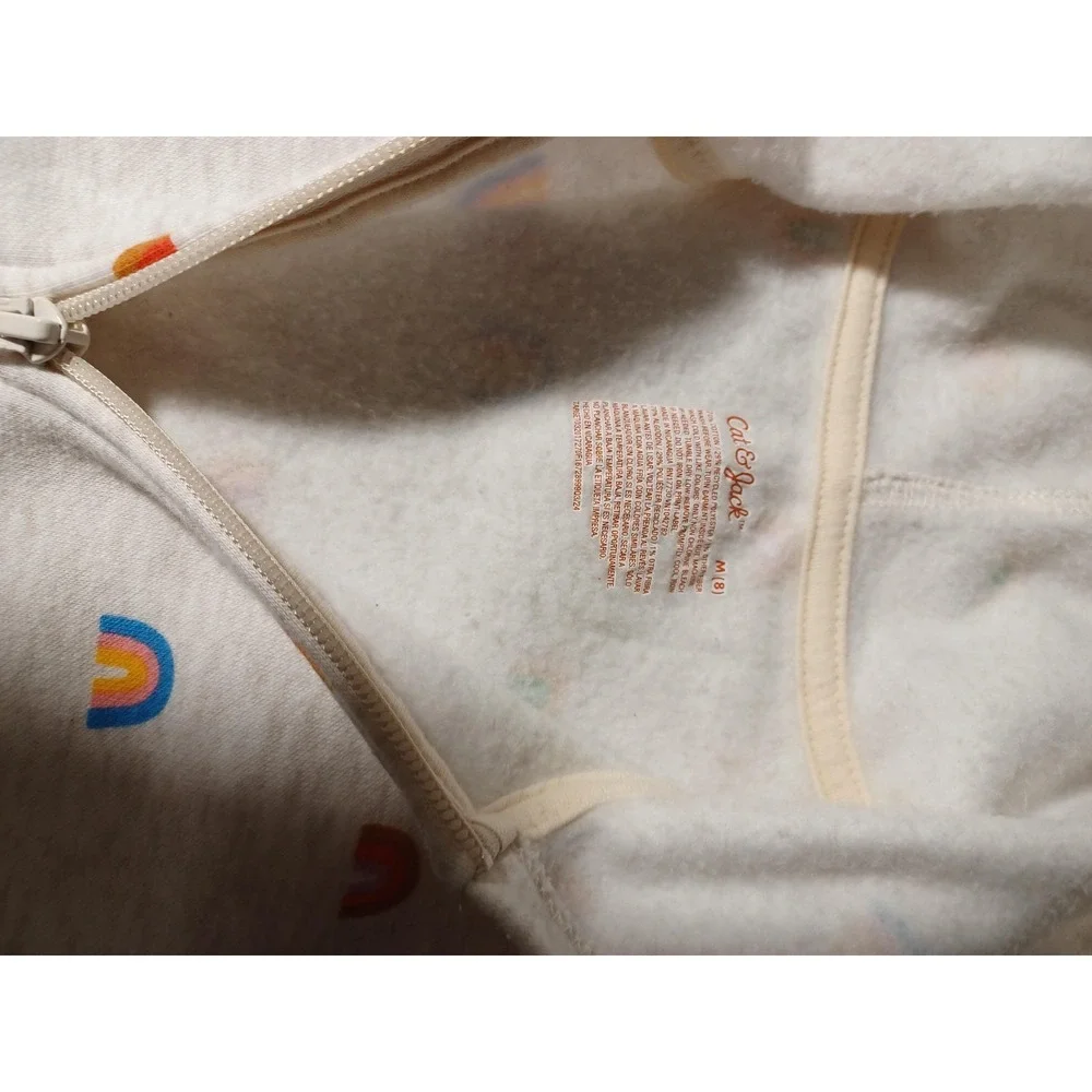 Cat & Jack Outfit Set Girls‎ 8 Beige Rainbow Fleece Hoodie Jogger Pants 2 Piece